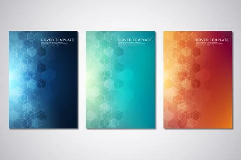 Vector template for cover or brochure, with hexagons pattern and technological Stock Illustration