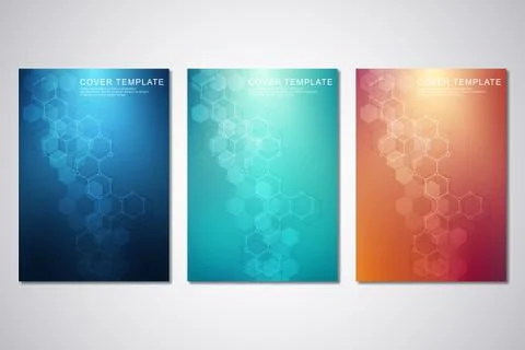 Vector template for cover or brochure, with hexagons pattern and technological Stockillustratie