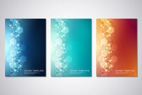 Vector template for cover or brochure, with molecules background and neural Stock Illustration