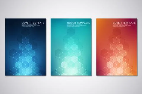 Vector template for cover or brochure, with hexagons pattern and technological Stock Illustration