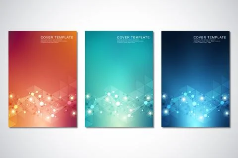 Vector template for cover or brochure, with molecules background and neural Stock Illustration