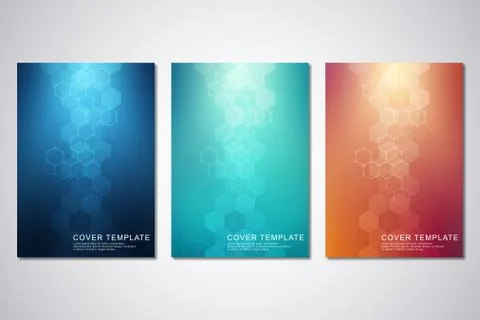 Vector template for cover or brochure, with hexagons pattern and technological Stock Illustration