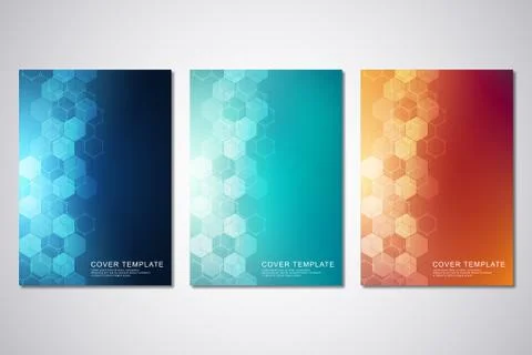 Vector template for cover or brochure, with hexagons pattern and technological Stock Illustration