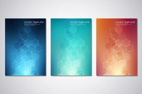 Vector template for cover or brochure, with hexagons pattern and technological 스톡 일러스트
