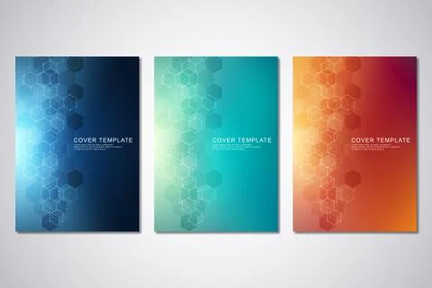 Vector template for cover or brochure, with hexagons pattern and technological 스톡 일러스트