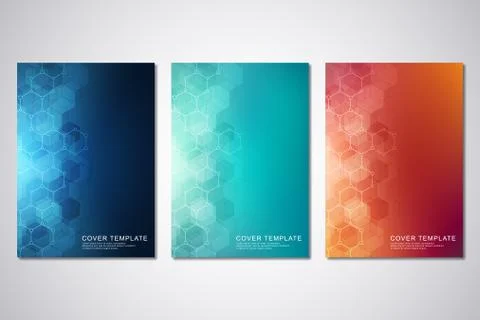 Vector template for cover or brochure, with hexagons pattern and technological 스톡 일러스트