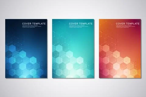 Vector template for cover or brochure, with hexagons pattern and technological Stock Illustration
