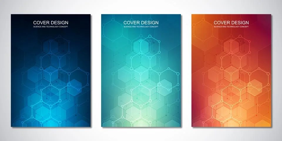 Vector template for cover or brochure, with hexagons pattern and technological イラスト素材