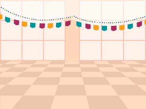 Vector template with decorated celebration room and flags Stock Illustration