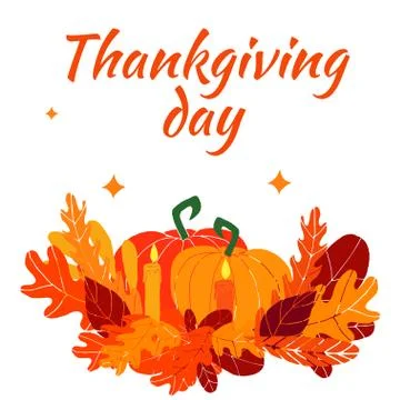 Vector template dedicated to the autumn holiday thankgiving day. Stock Illustration