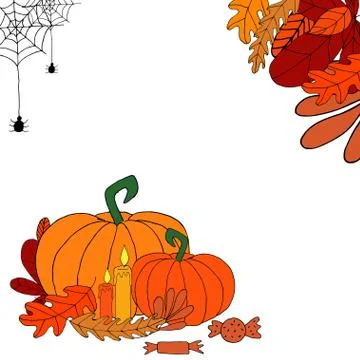 Vector template dedicated to the autumn holidays: halloween or thankgiving day Illustrazione stock