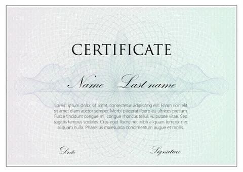 Vector template design of certificate with guilloche signs Stock Illustration