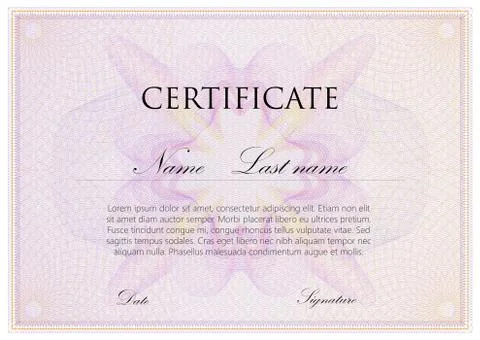Vector template design of certificate with guilloche signs Stock Illustration
