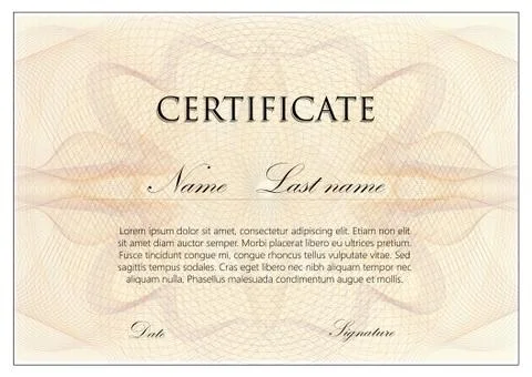 Vector template design of certificate with guilloche pattern (watermarks) Stock Illustration