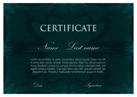 Vector template design of certificate with guilloche pattern (watermarks) Stock Illustration