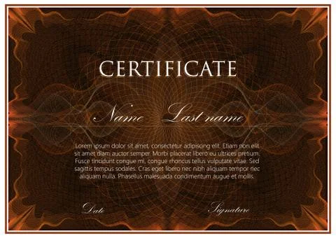 Vector template design of certificate with guilloche pattern (watermarks) Illustrazione stock