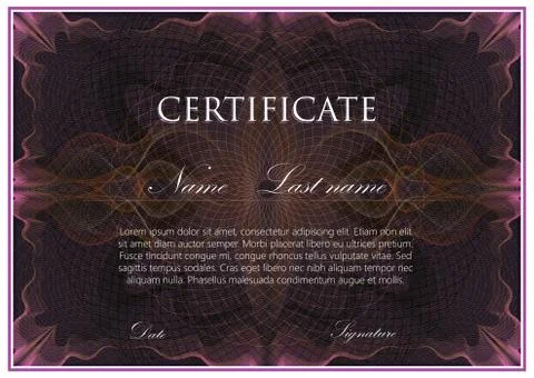 Vector template design of certificate with guilloche pattern (watermarks) 스톡 일러스트