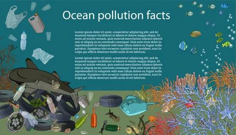 Vector template with different types of plastic garbage Stock Illustration