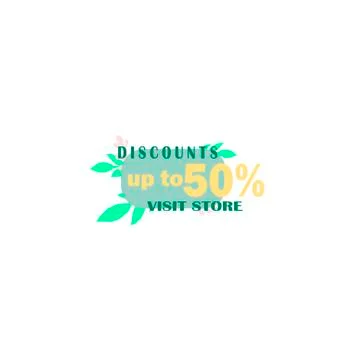 Vector template - discount up to 50 , button to visit the store Stock Illustration