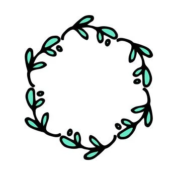 Vector template of doodle twigs in light green color with a black outline with イラスト素材