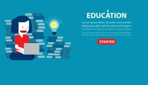 Vector template of education character. Concept education illustration banner Stock Illustration