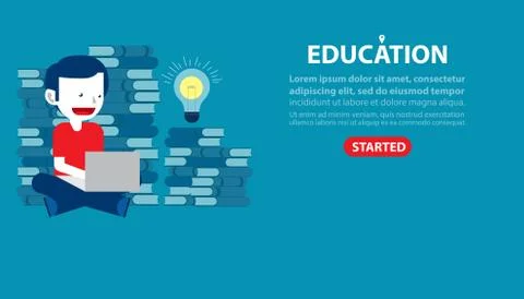 Vector template of education character. Concept education illustration banner Stock Illustration