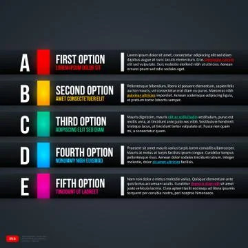 Vector template with five horizontal banners on gray background. Stock Illustration