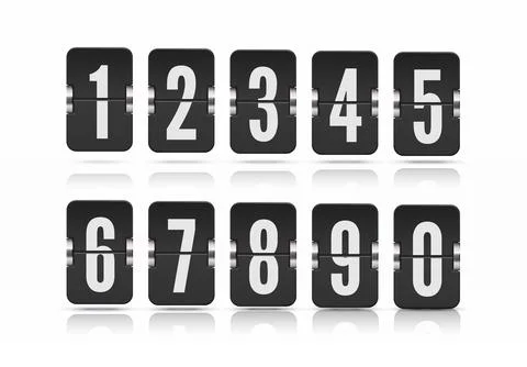 Vector template with flip scoreboard numbers and with reflections floating on Stock Illustration