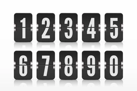Vector template with flip scoreboard numbers and reflections for black countdown Illustrazione stock