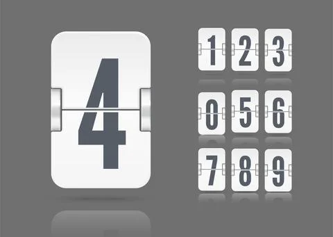Vector template with flip scoreboard numbers and reflections differently Stock Illustration