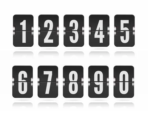 Vector template with floating flip scoreboard numbers and reflections for black Stock Illustration
