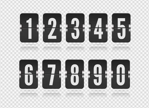 Vector template with floating flip scoreboard numbers and reflections for dark Stock Illustration