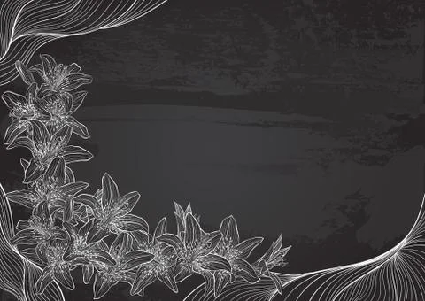 Vector template with floral frame of lilies Stock Illustration