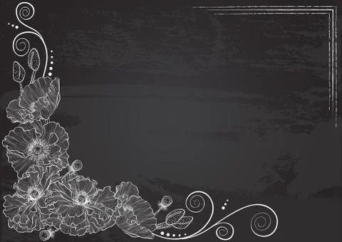 Vector template with floral frame of poppies Stock Illustration
