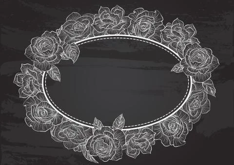 Vector template with floral frame of roses Stock Illustration
