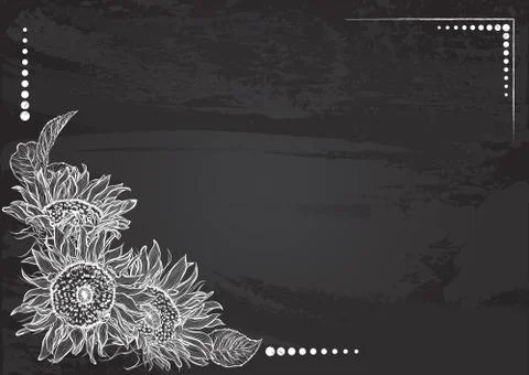 Vector template with floral frame of sunflowers Stock Illustration