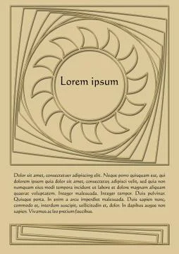 Vector template, flyer in gold design with sun shape, elegant luxurious design Stock Illustration