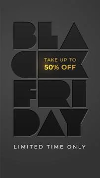 Vector template with foil letterpress BLACK FRIDAY. Take up to 50% off Stock Illustration