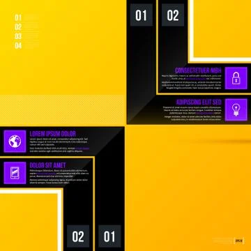 Vector template with four options on bright yellow background. EPS10 Stock Illustration