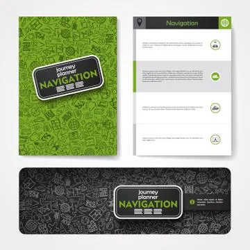 Vector template with hand drawn doodles navigation theme Illustrazione stock