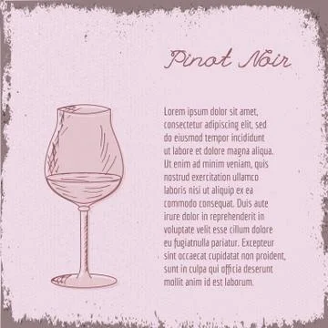 Vector template with hand drawn wine glass. Stock Illustration