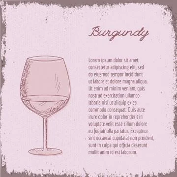 Vector template with hand drawn wine glass. Stock Illustration