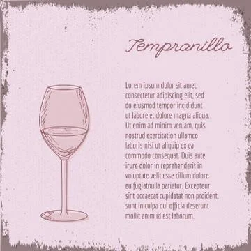 Vector template with hand drawn wine glass. Stock Illustration