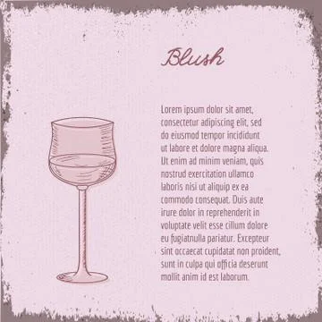 Vector template with hand drawn wine glass. Stock Illustration