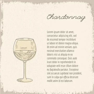 Vector template with hand drawn wine glass. Stock Illustration