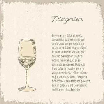 Vector template with hand drawn wine glass. Stock Illustration