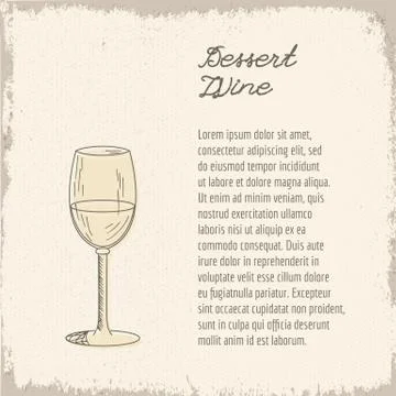 Vector template with hand drawn wine glass. Stock Illustration