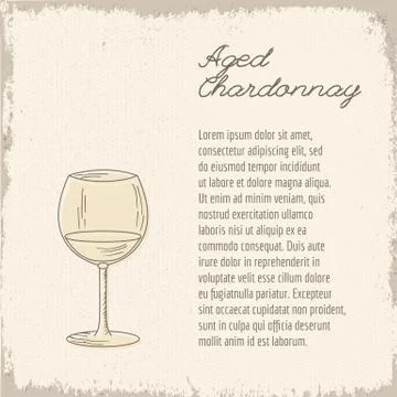 Vector template with hand drawn wine glass. Stock Illustration