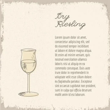 Vector template with hand drawn wine glass. Stock Illustration