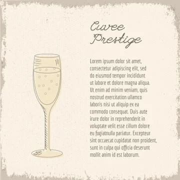 Vector template with hand drawn wine glass. Stock Illustration